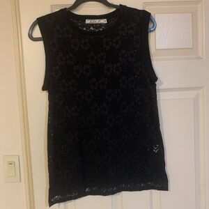 Chloe K Black Lace Sleeveless Top sz M